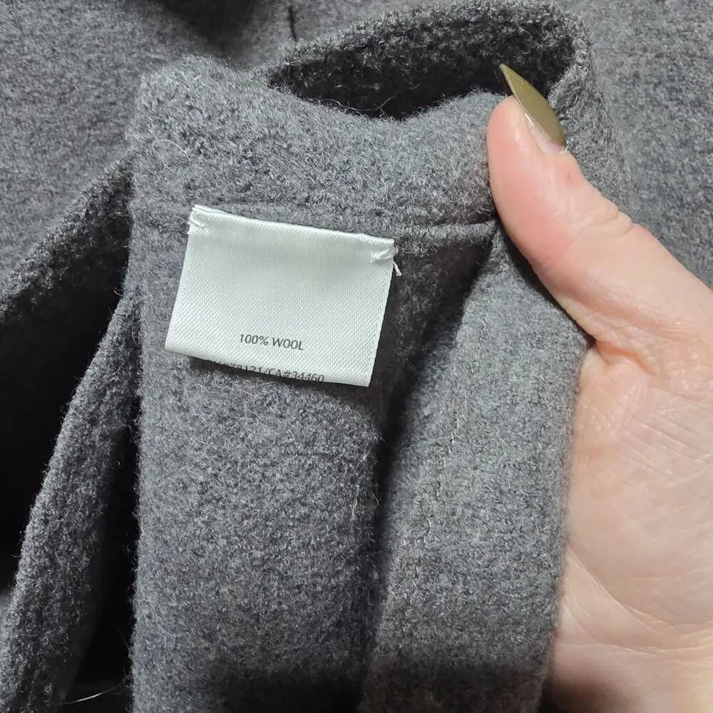 Eileen Fisher Gray Boiled Wool Snap Funnel Fold Down Neck Jacket Cardigan Medium